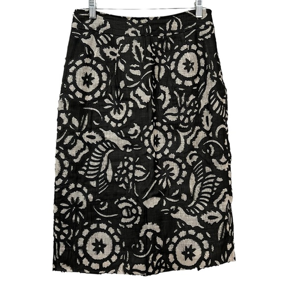 Diane Von Furstenberg 8 Linen Silk Floral Lace Pencil Skirt Y3 - Picture 1 of 5